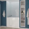 Safe Premier Series 30 in. L x 52 in. W Left Side Drain Air Jetted Bathtub in White with Fast Filling Faucet Set