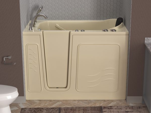 Safe Premier 52 in x 30 in Left Drain Quick FIll Walk-In Whirlpool Tub with Fast Drain Biscuit