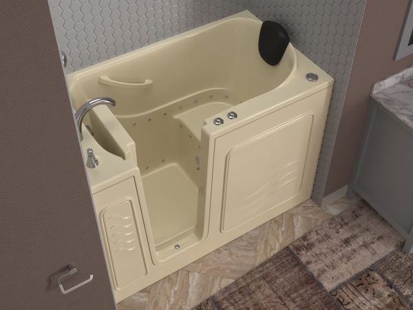 Safe Deluxe 52 in x 30 in Left Drain Quick FIll Walk-In Air Tub Biscuit