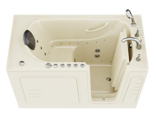Safe Premier Series 30 in. L x 59 in. W Right Side Drain Combination Jetted Bathtub in Biscuit with Microbubbles Jet