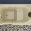Safe Premier Series 30 in. L x 59 in. W Left Side Drain Soaker Bathtub in Biscuit with Fast Filling Faucet Set