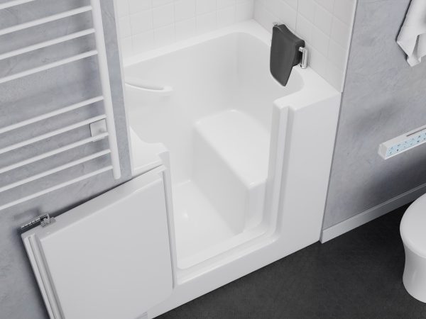 Universal Collection 27 in. L x 39 in. W Left Side Drain Soaker Bathtub in White with Fast Fill Faucet Set