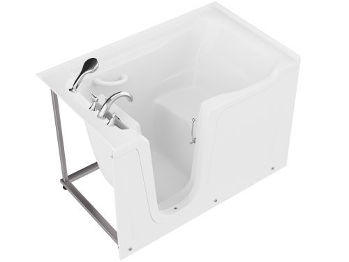 am0k5zxprstdwv169py7 Universal Collection 36 in. L x 60 in. W Left Side Drain Soaker Bathtub in White with Fast Filling Faucet Set