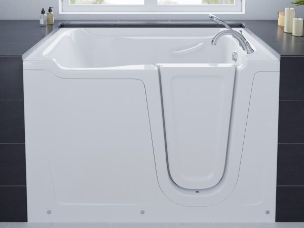 Universal Collection 36 in. L x 60 in. W Right Side Drain Soaker Bathtub in White with Fast Filling Faucet Set