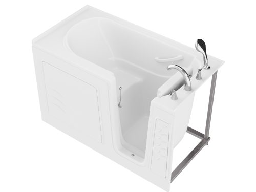 aobagrykbml6qlwgwddd Universal Collection 30 in. L x 59 in. W Right Side Drain Soaker Jetted Bathtub in White with Fast Filling Faucet Set