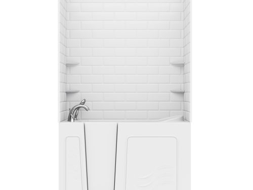 Rampart Wall Series 26 in. L x 53 in. W  Left Drain Whirlpool and Air Bathtub in White with 5x10 in. Tile Walll Kit