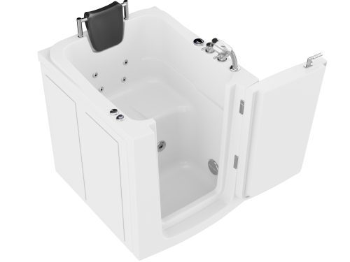 asglevae4mlwolwhiflb Universal Collection 32 in. L x 37 in. W Whirlpool Jetted Bathtub with Right Drain in White with Fast Fill Faucet Set