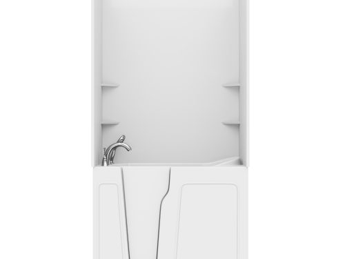 Nova Heated Series 26 in. L x 46 in. W  Left Drain Whirlpool and Air Bathtub in White with Smooth Shower Wall Kit