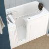 Safe Premier Series 30 in. L x 52 in. W Left Side Drain Air Jetted Bathtub in White with Fast Filling Faucet Set