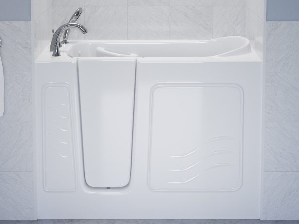 Universal Collection 26 in. L x 53 in. W Left Side Drain Soaker Bathtub in White with Fast Filling Faucet Set