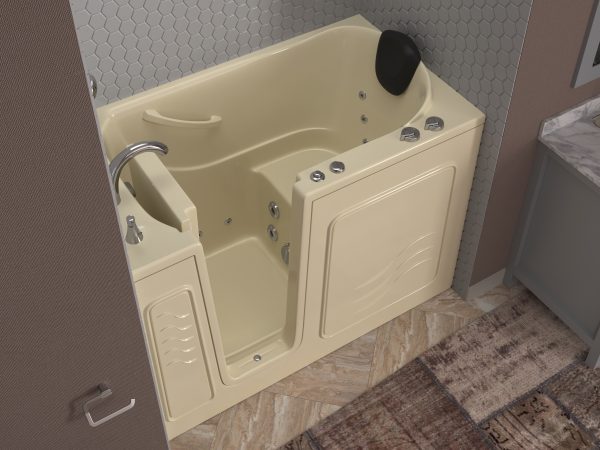Safe Premier 52 in x 30 in Left Drain Quick FIll Walk-In Whirlpool Tub with Fast Drain Biscuit