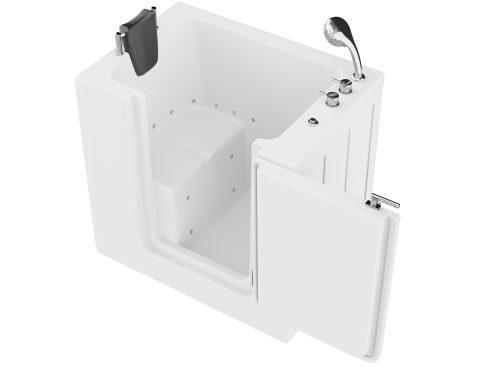 bwjowt5dixa5c4khgnlx Universal Collection 31 in. L x 40 in. W Right Side Drain Air Jetted Bathtub in White with Fast Filling Faucet Set