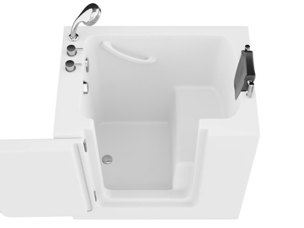 Universal Collection 27 in. L x 39 in. W Left Side Drain Soaker Bathtub in White with Fast Fill Faucet Set