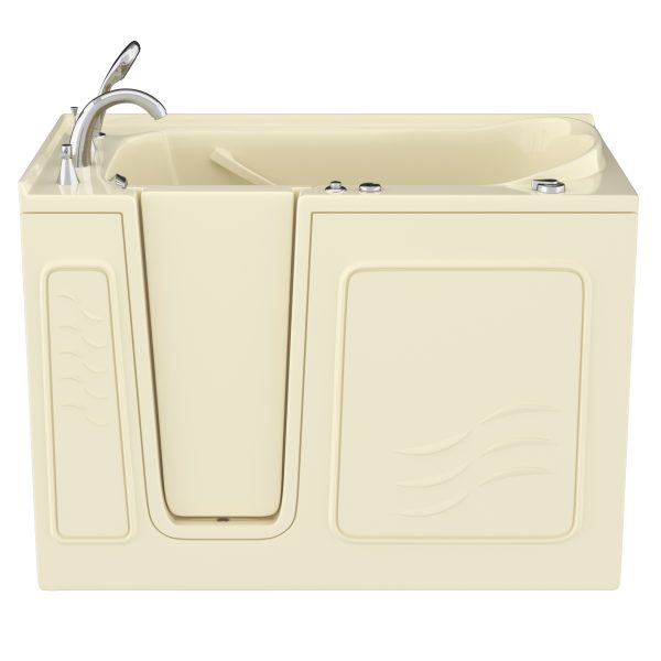 Safe Economy Series 30 in. L x 53 in. W Whirlpool Jetted Bathtub with Left Drain in Biscuit with Powered Fast Drain
