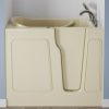 Universal Collection 26 in. L x 46 in. W Right Side Drain Air Jetted Bathtub in Biscuit with Fast Filling Faucet Set