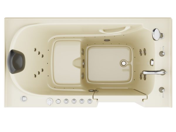 Safe Premier Series 32 in. L x 60 in. W Right Side Drain Combination Jetted Bathtub in Biscuit with Microbubbles Jet