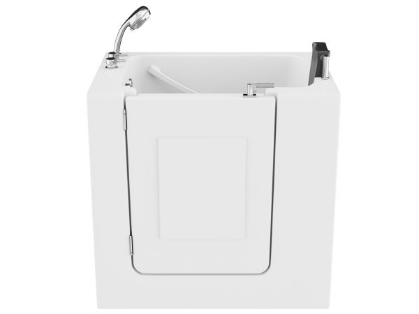 Universal Collection 27 in. L x 39 in. W Left Side Drain Soaker Bathtub in White with Fast Fill Faucet Set