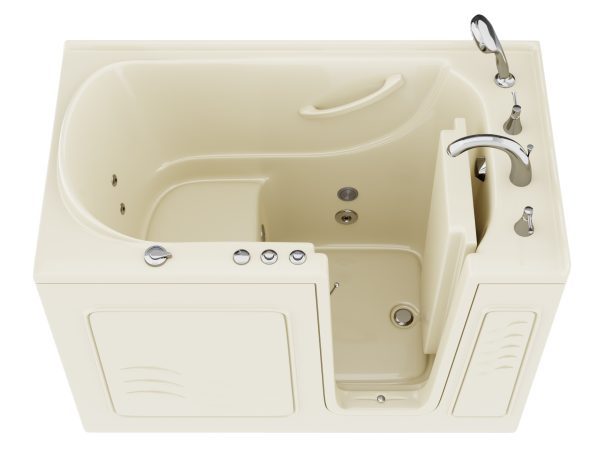 Universal Collection 30 in. L x 52 in. W Whirlpool Jetted Bathtub with Right Drain in Biscuit with Powered Fast Drain