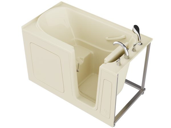 Universal Collection 32 in. L x 60 in. W Right Side Drain Soaker Bathtub in Biscuit with Fast Filling Faucet Set