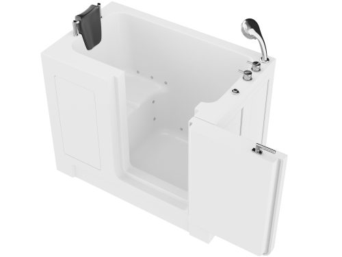 Universal Collection 27 in. L x 47 in. W Right Side Drain Air Jetted Bathtub in White with Fast Filling Faucet Set