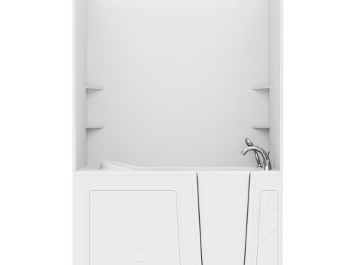 Nova Heated Series 30 in. L x 59 in. W Right Drain Whirlpool and Air Bathtub in White with Smooth Shower Wall Kit