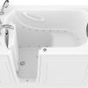 Safe Premier Series 30 in. L x 52 in. W Left Side Drain Air Jetted Bathtub in White with Fast Filling Faucet Set