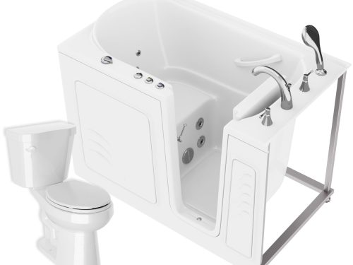 Universal 52 in. x 30 in. Right Drain Whirlpool Jetted Bathtub in White with Rounded Toilet and Soft Close Lid