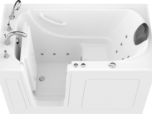 Safe Premier Series 32 in. L x 60 in. W Whirlpool Jetted Bathtub with Left Drain in White with Fast Filling Faucet Set