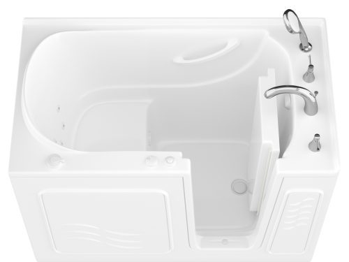 Safe Economy Series 30 in. L x 53 in. W Whirlpool Jetted Bathtub with Right Drain in White with Powered Fast Drain