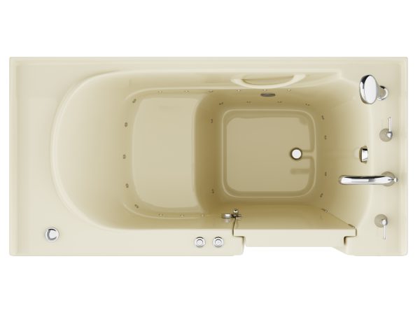 Universal Collection 30 in. L x 59 in. W Right Side Drain Air Jetted Bathtub in Biscuit with Aroma and Chroma Therapy