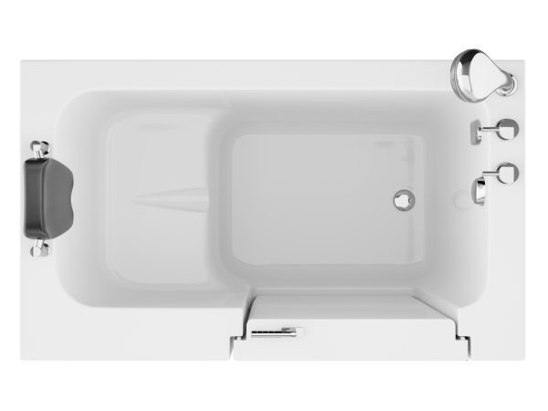 Universal Collection 27 in. L x 47 in. W Right Side Drain Soaker Bathtub in White with Fast Filling Faucet Set