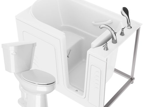 Universal 52 in. x 30 in. Right Drain Soaking Jetted Bathtub in White with Elongated Toilet and Soft Close Lid