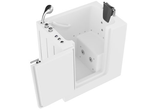 Universal Collection 27 in. L x 39 in. W Left Side Drain Combination Jetted Bathtub in White with Fast Fill Faucet Set
