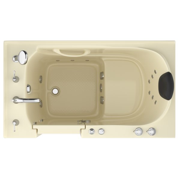Safe Premier 52 in x 30 in Left Drain Quick FIll Walk-In Whirlpool Tub with Fast Drain Biscuit
