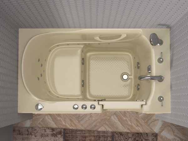 Safe Economy 52 in x 30 in Right Drain Quick FIll Walk-In Dual Tub Biscuit