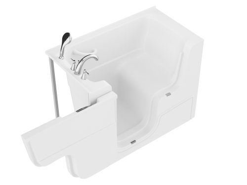 Universal Collection 29 in. L x 52 in. W Left Side Drain Soaker Bathtub in White with Fast Filling Faucet Set