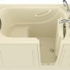Safe Premier Series 30 in. L x 52 in. W Right Side Drain Soaker Bathtub in Biscuit with Fast Filling Faucet Set