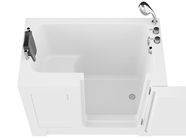 Universal Collection 27 in. L x 47 in. W Right Side Drain Soaker Bathtub in White with Fast Filling Faucet Set