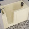 Safe Premier Series 30 in. L x 59 in. W Left Side Drain Soaker Bathtub in Biscuit with Fast Filling Faucet Set
