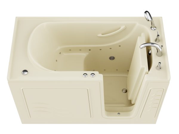 Universal Collection 30 in. L x 59 in. W Right Side Drain Air Jetted Bathtub in Biscuit with Aroma and Chroma Therapy