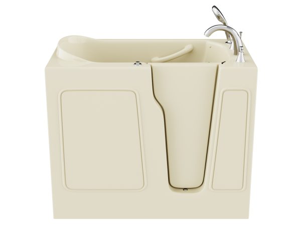 Universal Collection 26 in. L x 46 in. W Right Side Drain Air Jetted Bathtub in Biscuit with Fast Filling Faucet Set