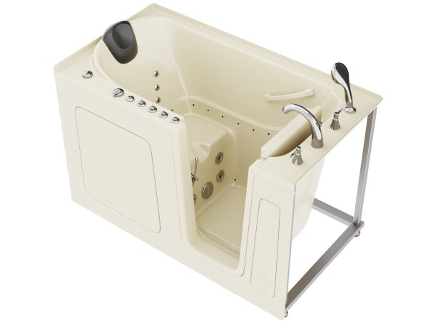 Safe Premier Series 32 in. L x 60 in. W Right Side Drain Combination Jetted Bathtub in Biscuit with Microbubbles Jet