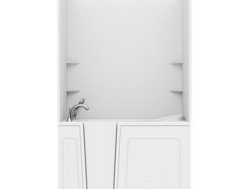 Nova Heated Series 30 in. L x 52 in. W  Left Drain Whirlpool and Air Bathtub in White with Smooth Shower Wall Kit