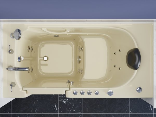 Universal Collection 30 in. L x 59 in. W Left Side Drain Combination Jetted Bathtub in Biscuit with Powered Fast Drain