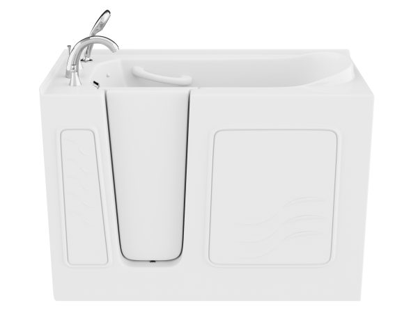 Universal Collection 26 in. L x 53 in. W Left Side Drain Soaker Bathtub in White with Fast Filling Faucet Set