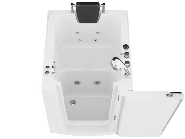 Universal Collection 32 in. L x 37 in. W Whirlpool Jetted Bathtub with Right Drain in White with Fast Fill Faucet Set