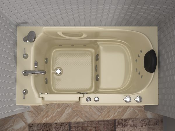 Safe Premier 52 in x 30 in Left Drain Quick FIll Walk-In Whirlpool Tub with Fast Drain Biscuit