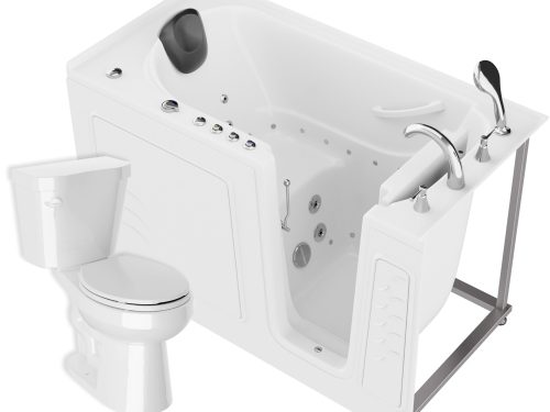 jdqshwvnkijcd8hv9lce Universal 59 in. x 30 in. Right Drain Combination Jetted Bathtub in White with Rounded Toilet and Soft Close Lid