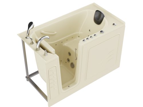 jhucoo1u5preqhvhojko Universal Collection 30 in. L x 59 in. W Left Side Drain Combination Jetted Bathtub in Biscuit with Powered Fast Drain