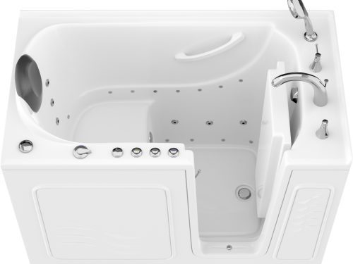 Safe Premier Series 30 in. L x 52 in. W Right Side Drain Combination Jetted Bathtub in White with Fast Fill Faucet Set